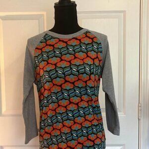 LulaRoe Ladies Multicolored Flower Gray Long Sleeve Top Size Small